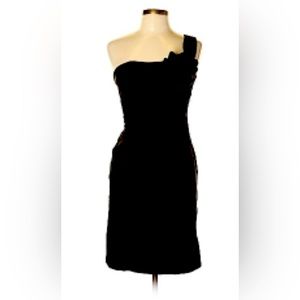 Daisy cocktail dress, one shoulder, black, size large, fits like 8